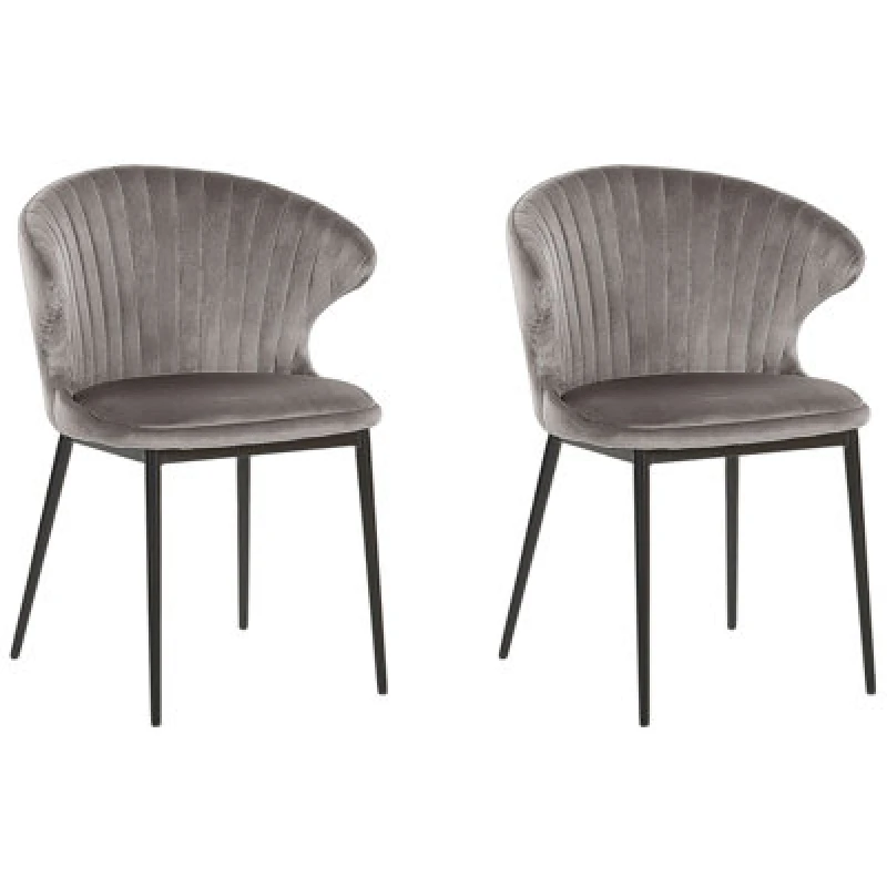Image of Beliani Set Of 2 Dining Chairs Augusta Velvet Grey
