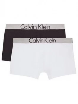 Image of Calvin Klein Boys 2 Pack Silver Waistband Boxer - White Black