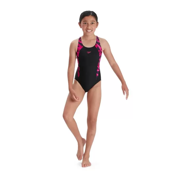 Image of Speedo HyperBoom Splice Muscleback Junior Swimsuit Black/Pink 5-6 Years / 24"