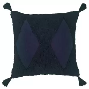 Image of Kantha Tufted Diamond Cushion Navy