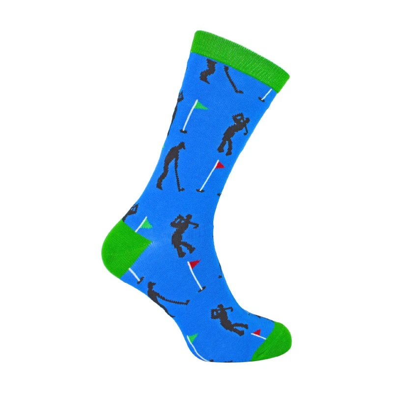 Image of Mr Heron Mr Heron Men 1 Pack Novelty Blue Golf Bamboo Socks in Navy Size: 6-11 Navy 6-11 Male 5056632612208