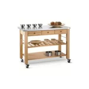 Image of Eddingtons Lambourn Three Drawer With A Stainless Steel Top Kitchen Trolley