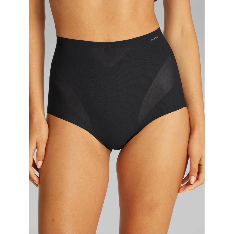 Image of Calvin Klein Womens Sculpted Firm Mesh Brief Shapewear Black female 10 (S)
