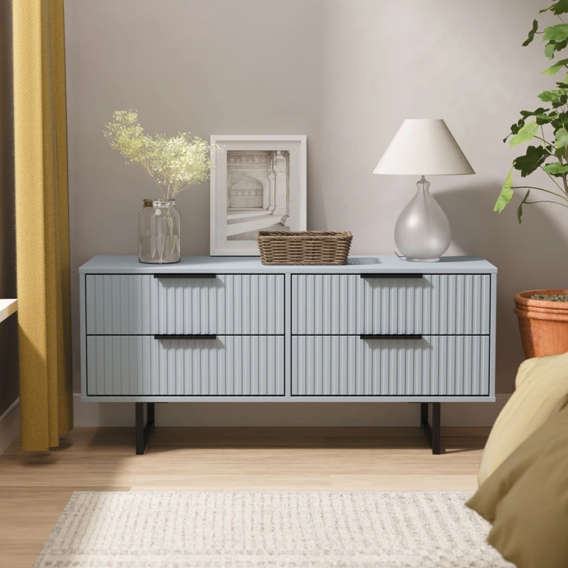 Image of Ready Assembled 2 U Menai 4 Drawer Bedbox (Ready Assembled) in Light Blue Size: Small Light Blue Unisex Small
