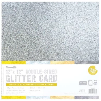 Image of Dovecraft 12" x 12" Double-Sided Glitter Card Bumper Pack Metallics 350gsm 12 Sheets