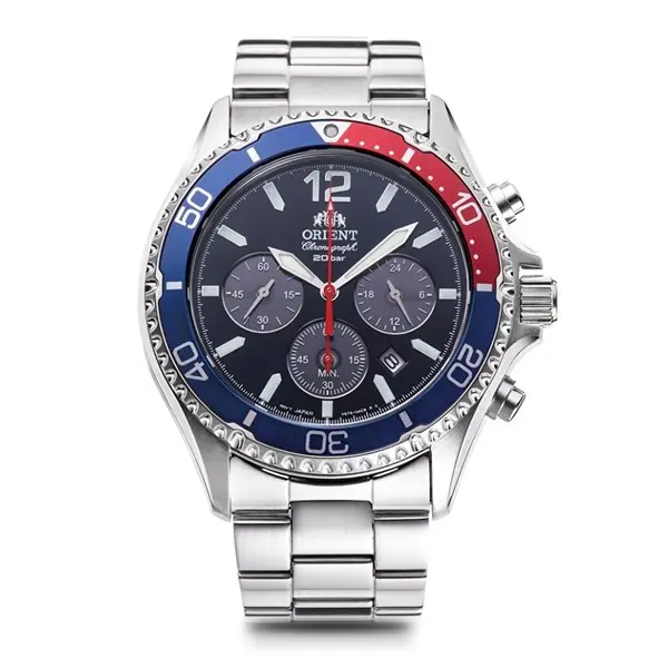 Image of Orient RA-TX0201L10B Mako Solar Chronograph Bracelet Watch - W2973