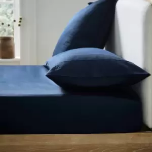 Image of Ted Baker 250 Thread Count Plain Dye Super Kingsize Fitted Sheet, Navy