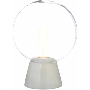 Image of Bathroom Light Bulb Round Shape Practical Glass Lampshade Glass Bell Jar With Copper Bulb Durable Glass Lamp Base Marble 20 x 20 x 28 - Premier