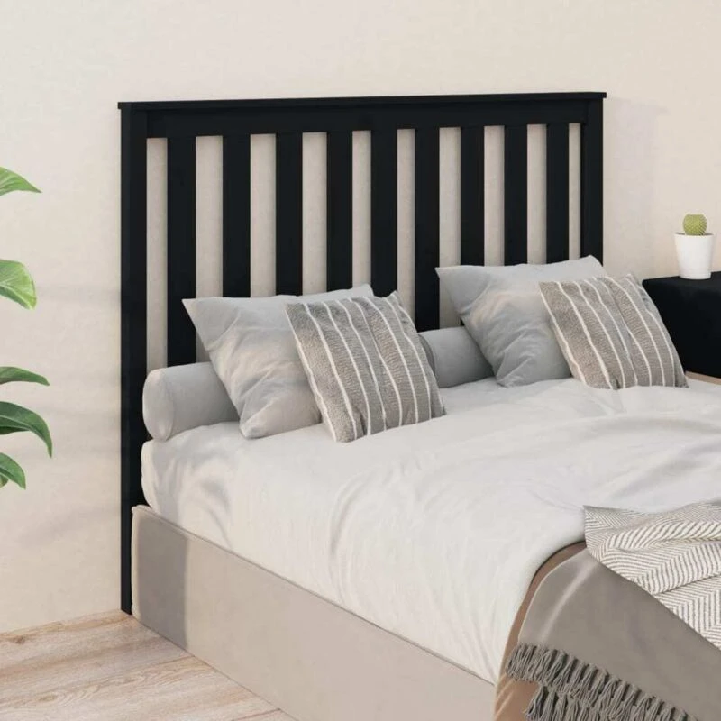 Image of Vidaxl Bed Headboard Black 146X6X101cm Solid Wood Pine, Black 818524