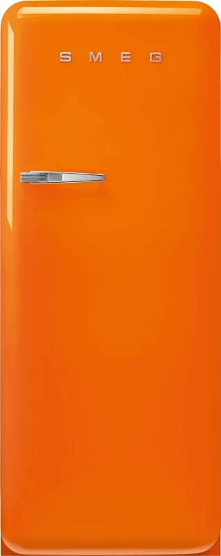 Image of Smeg 50s Style Retro Right Hand Hinge FAB28ROR6 153cm Small Fridge with Ice Box - Orange - C Rated