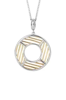 Image of Geo Cage Design Open Circle Pendant with Yellow Gold Plating