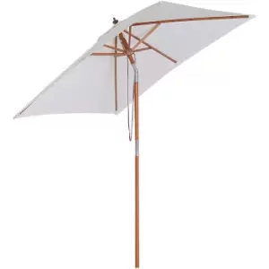 Image of Outsunny Wooden Patio Umbrella Market Parasol Outdoor Sunshade Cream White