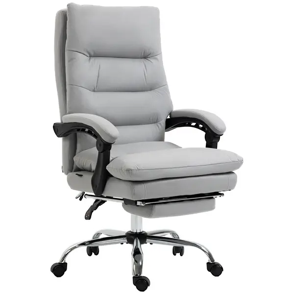 Image of Vinsetto Vibration Massage Office Chair with Heat, Microfibre Computer Chair with Footrest, Armrest, Reclining Back, Double-tier Padding, Grey