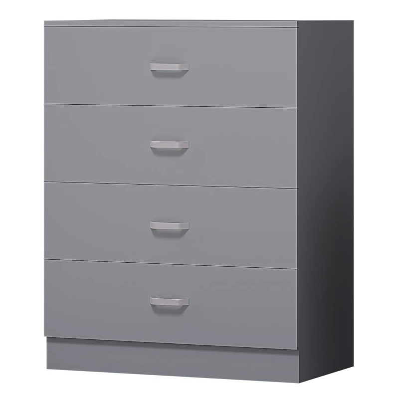 Image of FWStyle FWStyle Grey 4 Drawer Chest Of Drawers Metal Handles Scratch Resistant Grey One Size Unisex 5056413127792