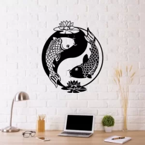 Image of Fish Yin Yang Black Decorative Metal Wall Accessory