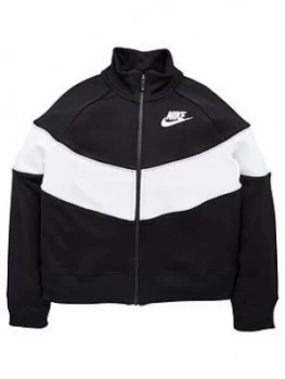 Image of Nike Sportswear Girls Heritage Colour Block Full Zip Jacket - Black/Grey