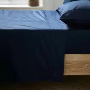 Image of Ted Baker 250 Thread Count Plain Dye Double Flat Sheet, Navy