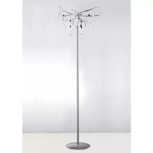 Image of Diyas - Cygnet floor lamp 6 bulbs polished chrome / frosted white / crystal