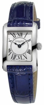 Image of Frederique Constant Womens Carree Blue Leather Strap Silver Watch