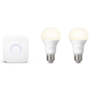 Image of Philips Hue Smart WiFi Dimmable Warm White LED Edison Screw (ES) 60W Twin Light Bulb with Philips Hue Bridge