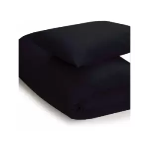 Image of Belledorm Easycare Polycotton Percale 200 Thread Count Duvet Cover, Black, Double