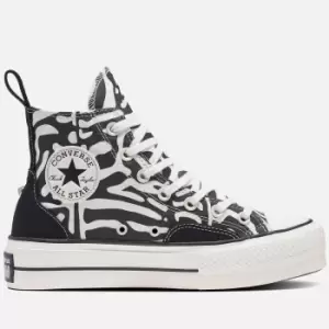 Image of Converse Womens Chuck Taylor All Star Animalier Lift Hi-Top Trainers - Black/Egret/Egret - UK 7