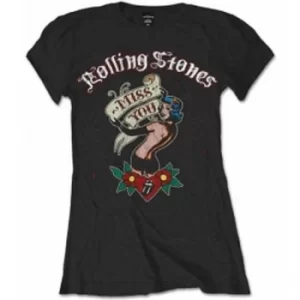 Image of Rolling Stones Miss You Black Ladies T Shirt: Small