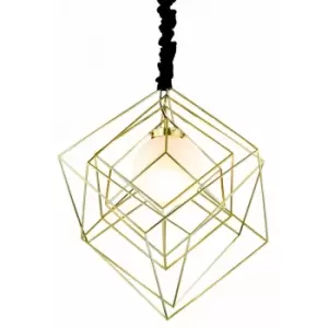 Image of Contemporary Wire Frame Pendant Ceiling 1 Light Brass