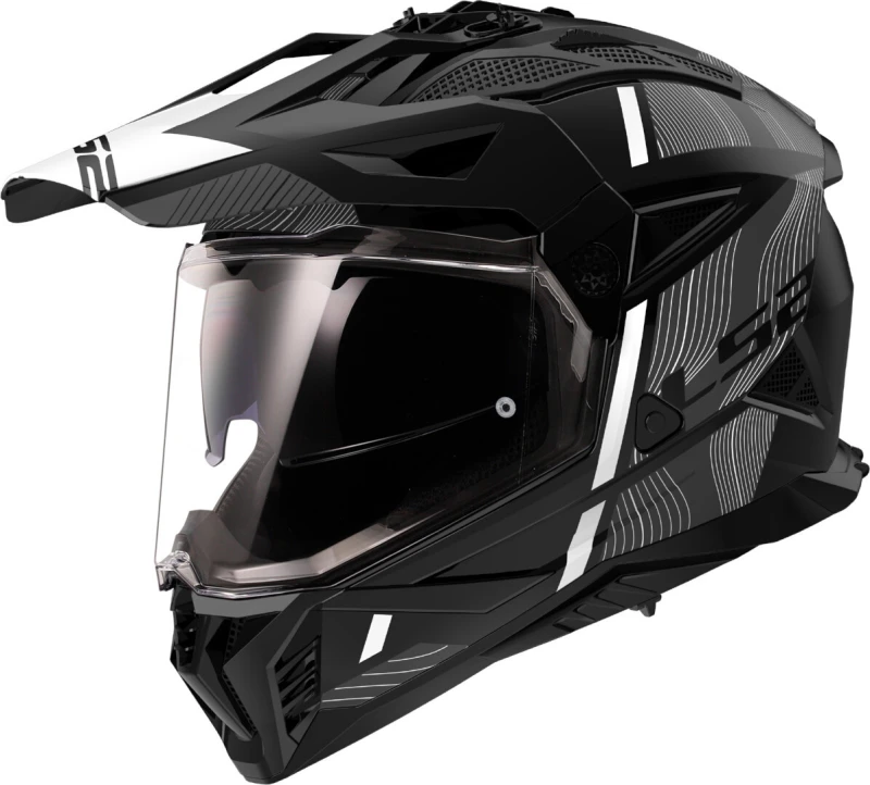 Image of LS2 MX702 Pioneer II Hill Matt Black White Adventure Helmet Size XL