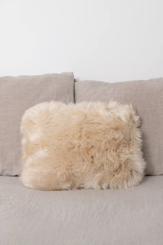 Image of Native Natural Double Sided Beige Sheepskin Cushion 30x50cm Size: 30cm x 50cm Beige Unisex 30cm x 50 cm