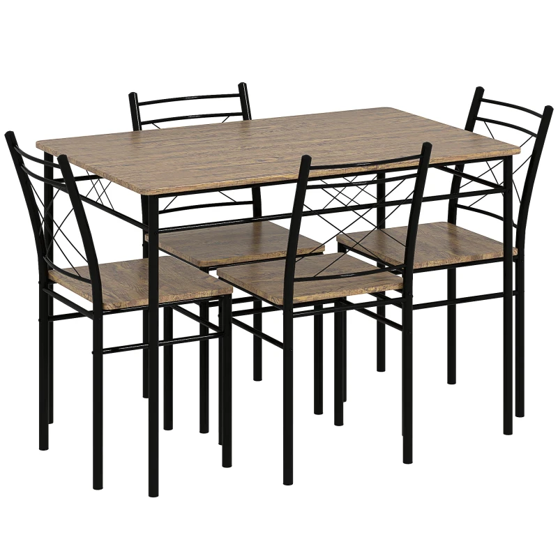 Image of HOMCOM 5 Piece Dining Table and Chairs Set - Space Saving - Oak TJ Hughes 5063603067219