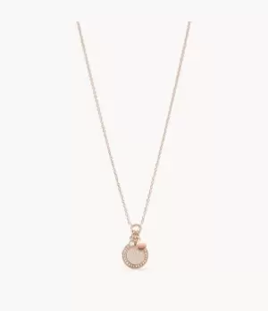 Image of Fossil Women Halo Rose Gold-Tone Steel Pendant Necklace