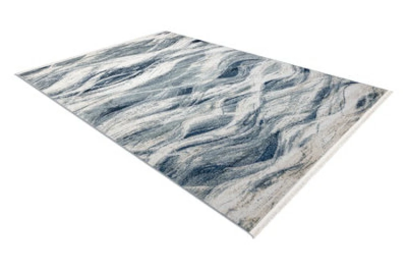 Image of RugsX Distin 0849A Navy Blue / Blue / White Modern Carpet - Waves, Vintage, 80X150 Cm