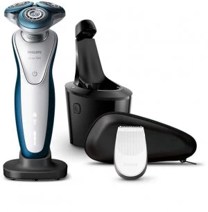 Image of Philips Series 7000 Wet & Dry Mens Electric Shaver with Smart Clean Plus - S7521/26 -White/ Blue