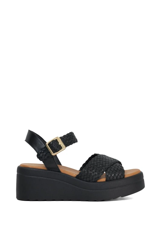 Image of Dune London Womens 'Kinleys' Leather Wedges in Black Size: 4 Black Female 4