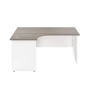Image of 1600 X 1200 Panel Left Hand Radial Desk Grey Oak-White