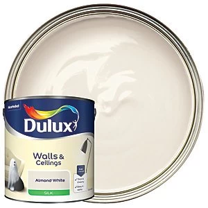 Image of Dulux Walls & Ceilings Almond White Silk Emulsion Paint 2.5L