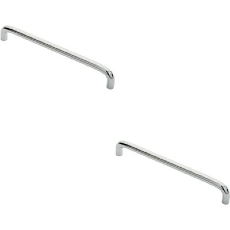 Image of Loops 2x Round D Bar Cabinet Pull Handle 202 x 10mm 192mm Fixing Centres Chrome Multi unisex
