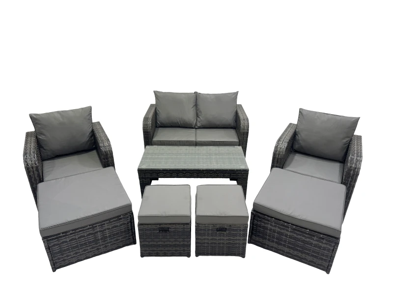 Image of Fimous Garden Outdoor Furniture Set with 4 Stool Dark Grey Mixed Dark Grey Unisex