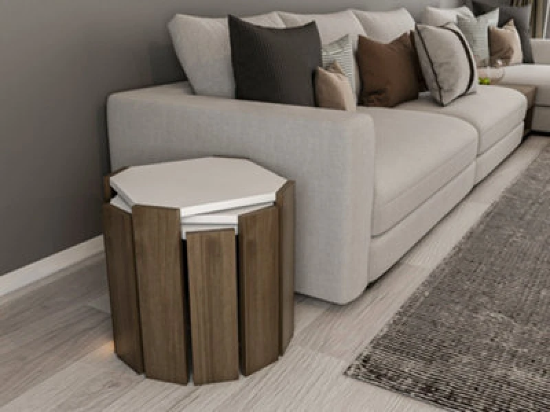 Image of Decorotika Lori 3 Pieces Nesting Table Coffee Table Cocktail Table Set - White And Walnut Pattern