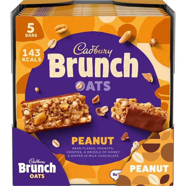 Image of Cadbury Gifts Direct Cadbury Brunch Oats Peanut Bars Pack of 5 (Box of 8) 4273962O