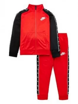 Image of Nike Sportswear Younger Boys Swoosh Taped Tricot Tracksuit - Red/Black, Size 3-4 Years