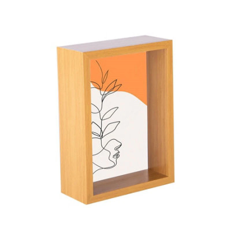 Image of Nicola Spring 3D Deep Box Photo Frame - 5 x 7" Light Brown