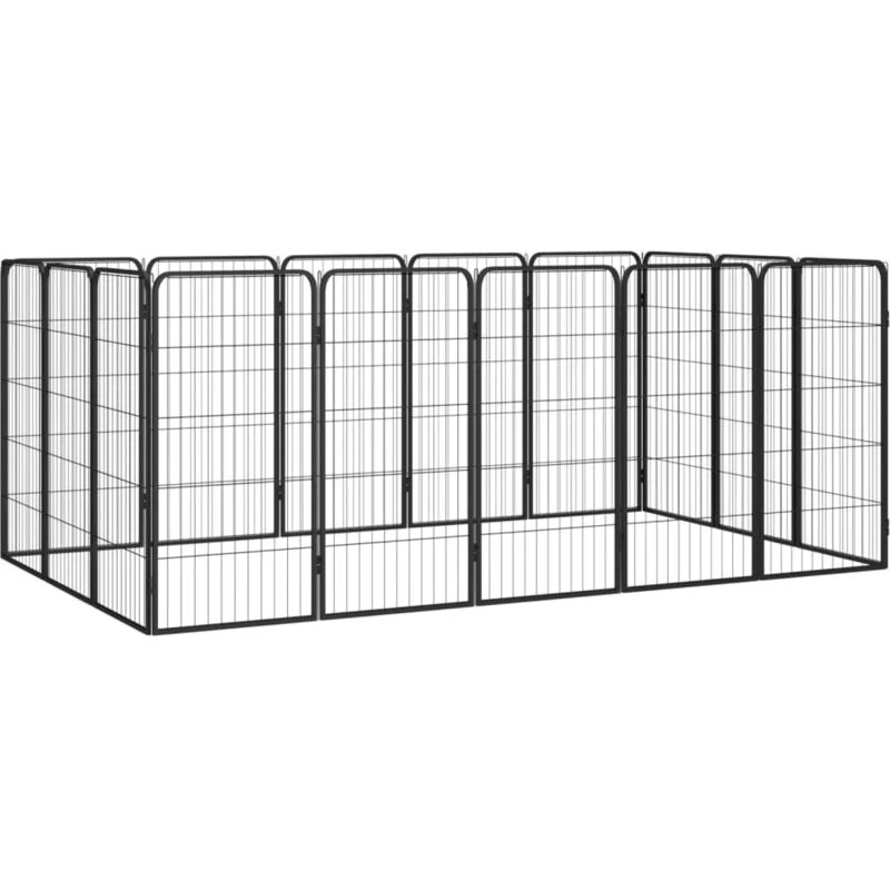 Image of VIDAXL Vidaxl - 16-Panel Dog Playpen Black 50x100cm Powder-coated Steel 8720287158936