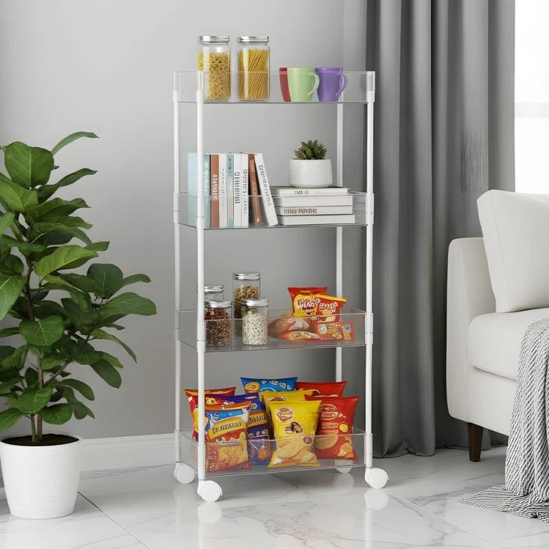 Image of LIFE IDEAS 4-Tier Transparent Rolling Storage Cart Clear unisex One size