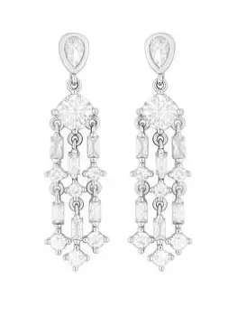 Image of Jon Richard Rhodium Plated Cubic Zirconia Chandelier Drop Earrings, Silver, Women