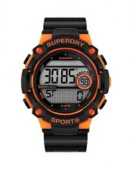 Image of Superdry Radar Sport Digital Dial Black Silicone Strap Gents Watch, One Colour, Men