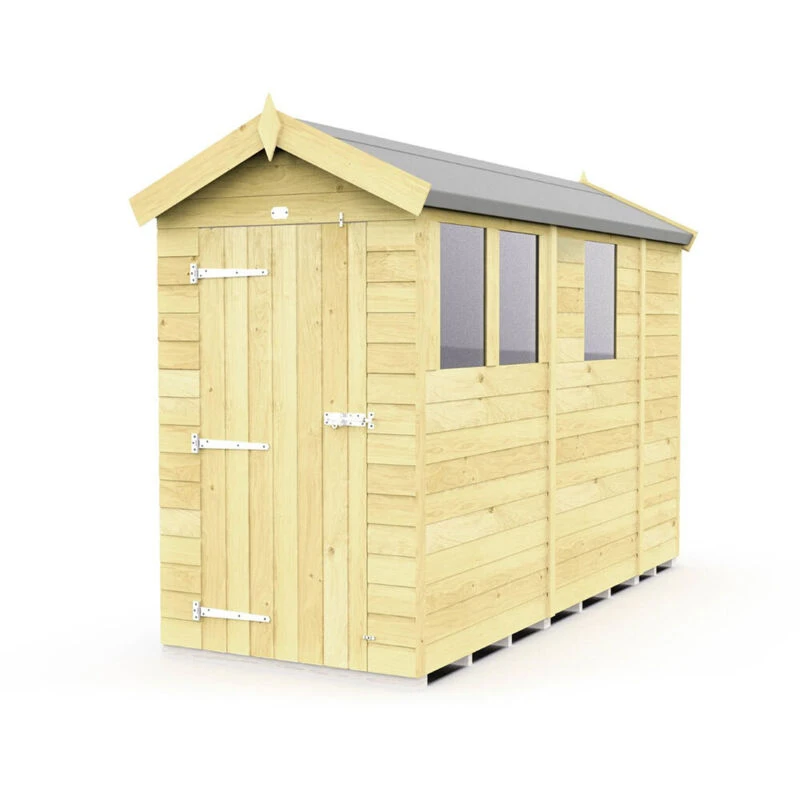 Image of Flat Pack Sheds DIY Sheds 4 x 9 Apex Shed, Brown 4X9AFF