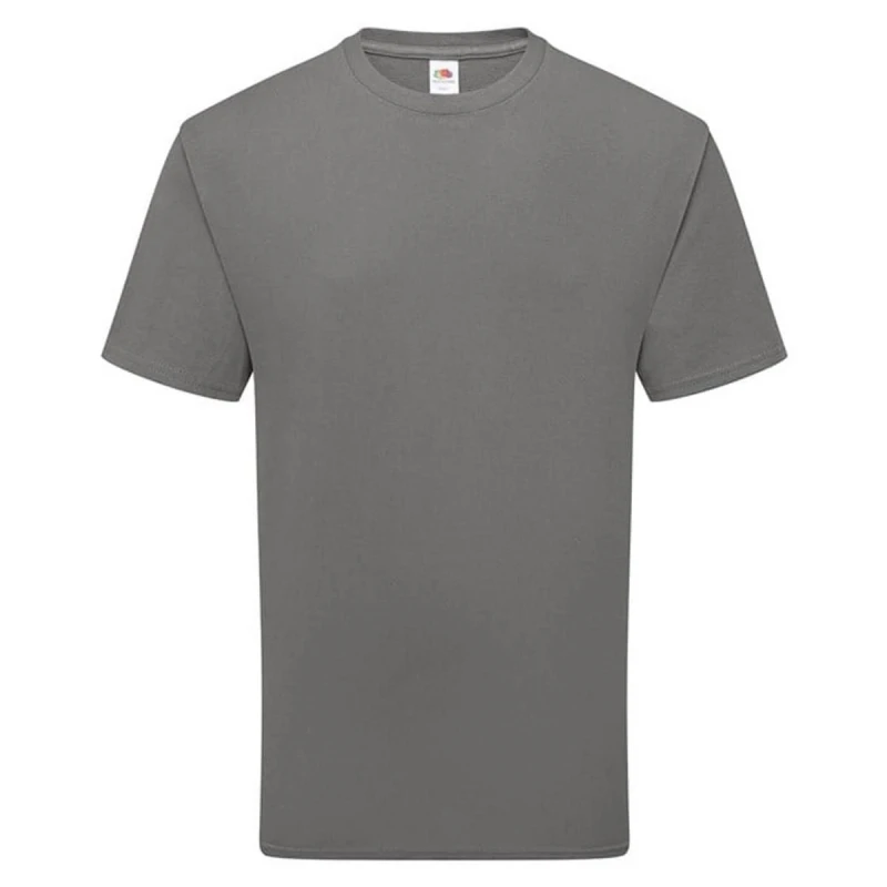 Image of Fruit Of The Loom Fruit of the Loom Men Cotton T-Shirt in Mid Grey Size: Small Mid Grey S Male 5063693927844