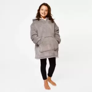 Image of Sienna Hoodie Blanket Oversized Ultra Plush Sherpa Wearable Kids Charcoal
